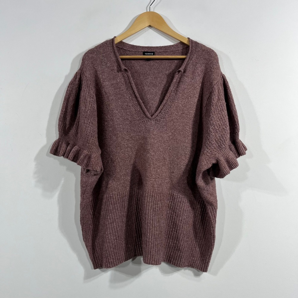 Torrid Cottagecore Parisian Romantic Ruffle Knit Sweater Top Boho Womens 5X